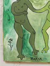 Load image into Gallery viewer, Green Reverie Figurative Folk Style Painting with Dancing Figures