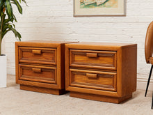 Load image into Gallery viewer, Boho Two Drawer Oak Nightstands