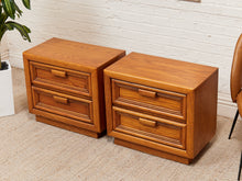 Load image into Gallery viewer, Boho Two Drawer Oak Nightstands