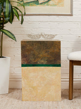 Load image into Gallery viewer, Malachite Block Faux Finish Pedestal Side Table