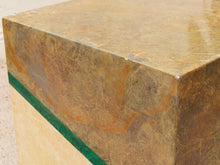 Load image into Gallery viewer, Malachite Block Faux Finish Pedestal Side Table