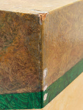 Load image into Gallery viewer, Malachite Block Faux Finish Pedestal Side Table