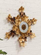 Load image into Gallery viewer, Brass Maple Leaf Starburst Clock Sun Wall Clock
