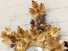 Load image into Gallery viewer, Brass Maple Leaf Starburst Clock Sun Wall Clock