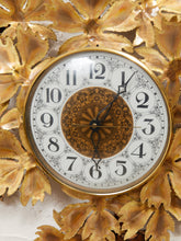 Load image into Gallery viewer, Brass Maple Leaf Starburst Clock Sun Wall Clock
