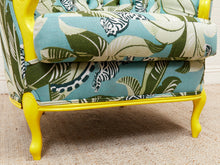 Load image into Gallery viewer, Antique Yellow Painted Wild Life Parlor Chair