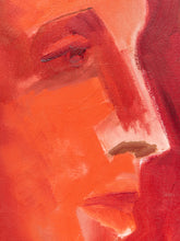 Load image into Gallery viewer, Crimson Profile Figurative Portrait Painting in Red and Pink by Joanne