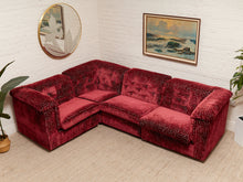 Load image into Gallery viewer, 1970’s Italian Original Zanotta 4 Piece Modular Sofa Reupholstered in Checkered Velvet