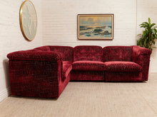 Load image into Gallery viewer, 1970’s Italian Original Zanotta 4 Piece Modular Sofa Reupholstered in Checkered Velvet