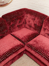 Load image into Gallery viewer, 1970’s Italian Original Zanotta 4 Piece Modular Sofa Reupholstered in Checkered Velvet