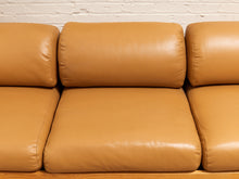 Load image into Gallery viewer, Early 1980’s Italian Sofa with Caning Detail and New Leather Upholstery