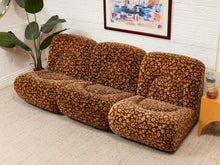 Load image into Gallery viewer, 1970’s Floral Italian Modular Sofa in Brown Vintage Print Upholstery