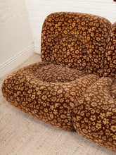 Load image into Gallery viewer, 1970’s Floral Italian Modular Sofa in Brown Vintage Print Upholstery