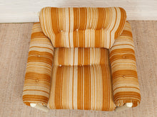 Load image into Gallery viewer, Vintage 70’s Italian Lounge Chair with Original Striped Chenille and White Wooden Frame