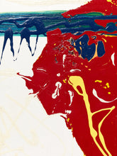 Load image into Gallery viewer, Crimson Current Abstract Expressionist Painting in Red Yellow Blue and White