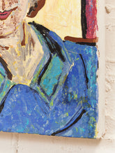 Load image into Gallery viewer, Woman in Blue Figurative Portrait Painting by Julio De La Concha