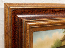 Load image into Gallery viewer, Black Pig in Landscape Framed Folk Art Painting with Rustic Countryside Scene