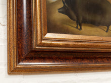 Load image into Gallery viewer, Black Pig in Landscape Framed Folk Art Painting with Rustic Countryside Scene