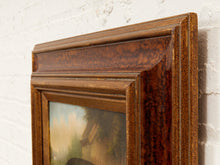 Load image into Gallery viewer, Black Pig in Landscape Framed Folk Art Painting with Rustic Countryside Scene