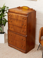 Load image into Gallery viewer, Art Deco Waterfall Highboy Dresser