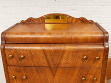 Load image into Gallery viewer, Art Deco Waterfall Highboy Dresser