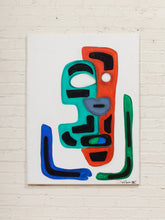 Load image into Gallery viewer, Dual Presence Abstract Figurative Painting in Red Green Blue and Black by Julio De La Concha