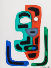 Load image into Gallery viewer, Dual Presence Abstract Figurative Painting in Red Green Blue and Black by Julio De La Concha