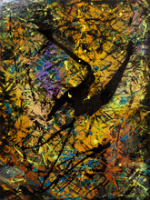 Load image into Gallery viewer, Night Flight Abstract Expressionist Painting in Black Gold Blue and Violet by Julio De LaConcha
