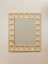 Load image into Gallery viewer, Relief White Textured Framed Mirror with Geometric Tile Border