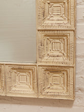 Load image into Gallery viewer, Relief White Textured Framed Mirror with Geometric Tile Border