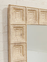 Load image into Gallery viewer, Relief White Textured Framed Mirror with Geometric Tile Border