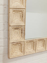 Load image into Gallery viewer, Relief White Textured Framed Mirror with Geometric Tile Border