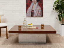 Load image into Gallery viewer, Walnut Burlwood 1970’s Chrome Base Table