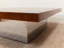Load image into Gallery viewer, Walnut Burlwood 1970’s Chrome Base Table