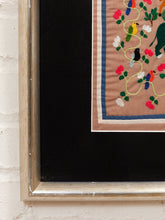 Load image into Gallery viewer, Garden Tapestry Framed Folk Art Textile with Animals and Floral Motif