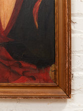 Load image into Gallery viewer, Portrait in Burgundy Framed Vintage Female Portrait Painting with Green Background