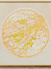 Load image into Gallery viewer, Golden Orbit Framed Circular Abstract Artwork in Yellow and Orange