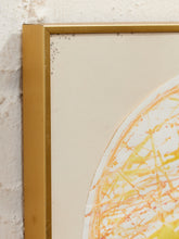 Load image into Gallery viewer, Golden Orbit Framed Circular Abstract Artwork in Yellow and Orange