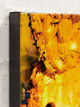 Load image into Gallery viewer, Golden Current Abstract Mixed Media Artwork in Amber and Black