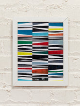 Load image into Gallery viewer, Rhythm Grid Framed Geometric Abstract Artwork with Black White and Color Bands
