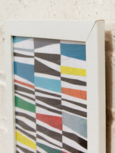 Load image into Gallery viewer, Rhythm Grid Framed Geometric Abstract Artwork with Black White and Color Bands