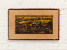 Load image into Gallery viewer, Golden Marsh Framed Abstract Landscape Painting in Ochre Green and Black As found