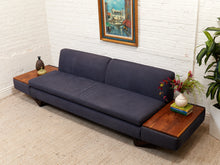 Load image into Gallery viewer, Blue Low Profile Sectional with Wood Panels