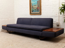 Load image into Gallery viewer, Blue Low Profile Sectional with Wood Panels