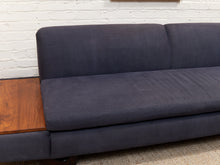 Load image into Gallery viewer, Blue Low Profile Sectional with Wood Panels