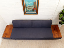 Load image into Gallery viewer, Blue Low Profile Sectional with Wood Panels