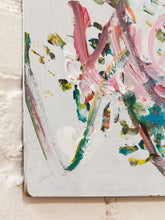 Load image into Gallery viewer, Confetti Gesture Small Abstract Painting with Pink Blue and White Brushwork