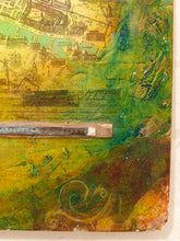 Load image into Gallery viewer, Paris Collage Mixed Media Artwork with Eiffel Tower Map and Fleur-de-Lis Motifs