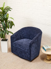 Load image into Gallery viewer, Blue Chenille Swivel Chair