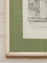 Load image into Gallery viewer, Church Facade Study Framed Architectural Drawing with Sage Green Mat